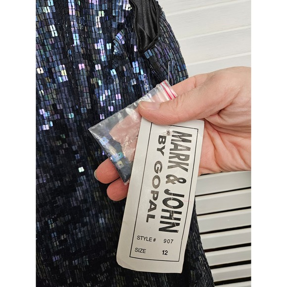 Mark & John by Gopal NWT Sleeveless Sequin Shift Coctail Mini Dress Size 12 - Picture 5 of 11